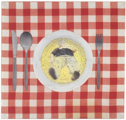 ללא כותרת (אבא), 1996, שמן על מפת שולחן, 43 x‏ 40 ס"מ